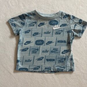 Nike Kids Light Blue & Navy Logo Patchwork Tee